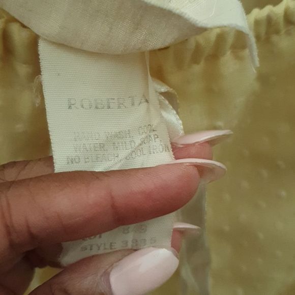 Vintage Roberta California Lemon Yellow Lace & Dots Prairie Dress 13/14 - Picture 3 of 8